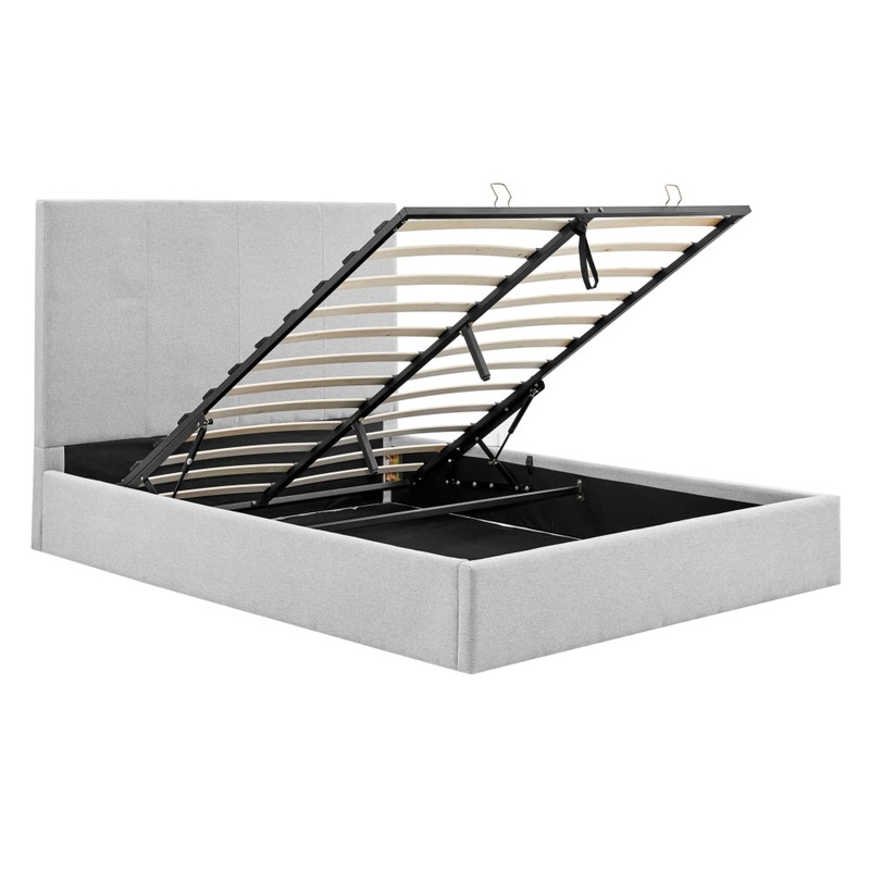 Antalya Gas Lift Bed Frame - Light Grey, Double