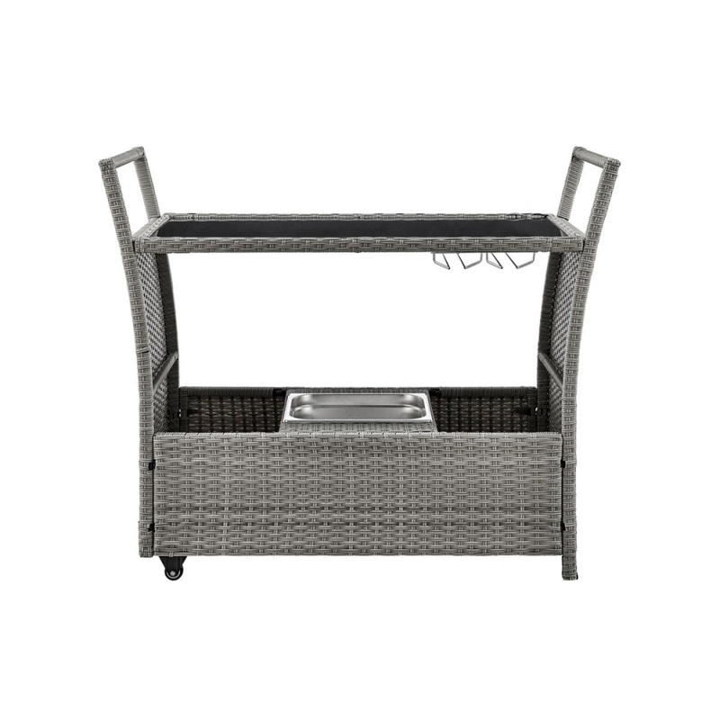 Balmain Outdoor Furniture Bar Cart Table Trolley W/ Ice Bucket- Dark Grey