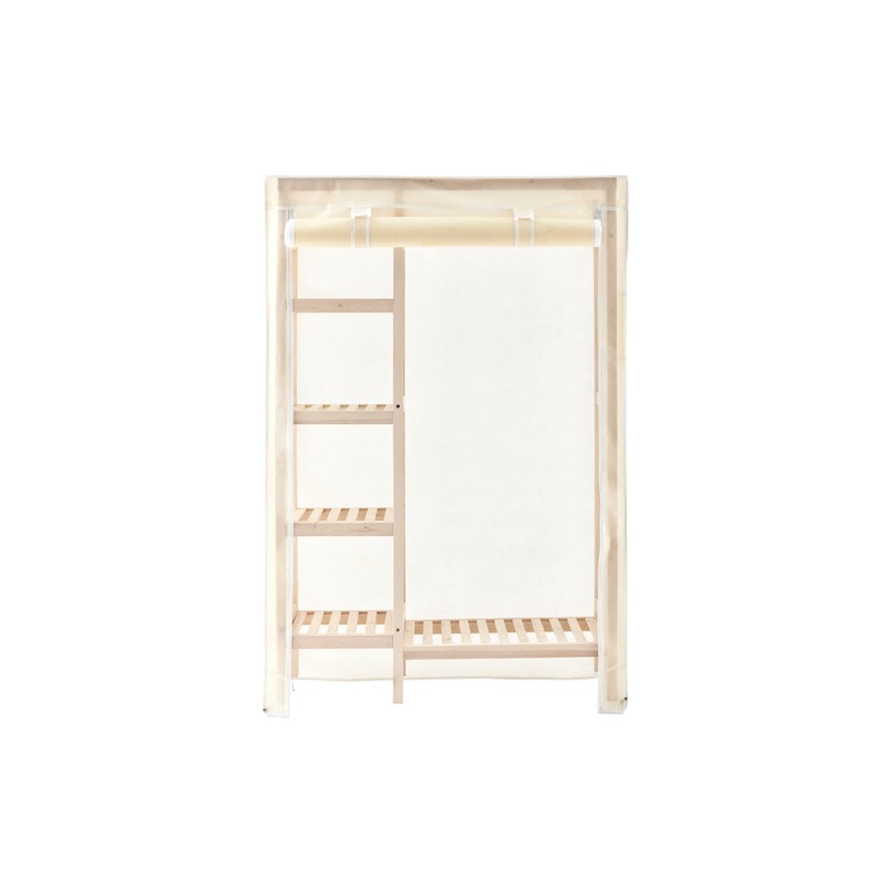 Bamboo Fabric Wardrobe Clothes Organiser Hanger - Beige