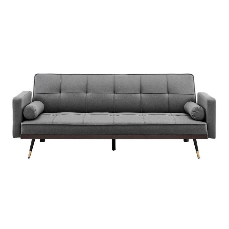 Billi 3-Seater Fabric Button Adjustable Sofa Bed Lounge - Charcoal