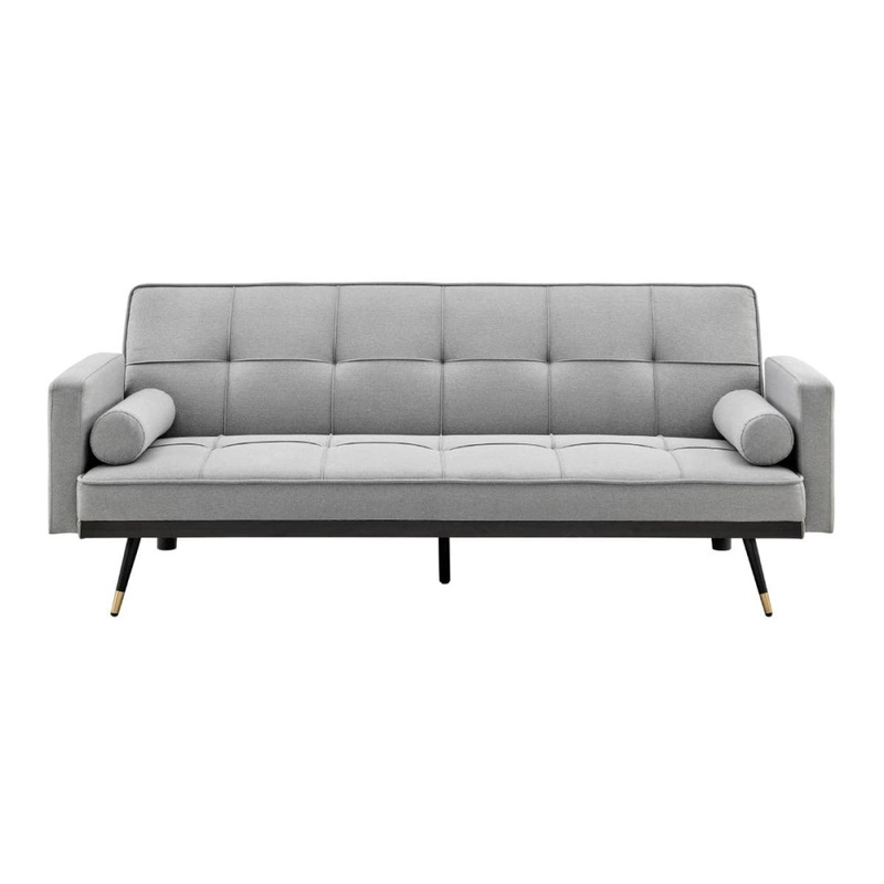 Billi 3-Seater Fabric Button Adjustable Sofa Bed Lounge - Light Grey