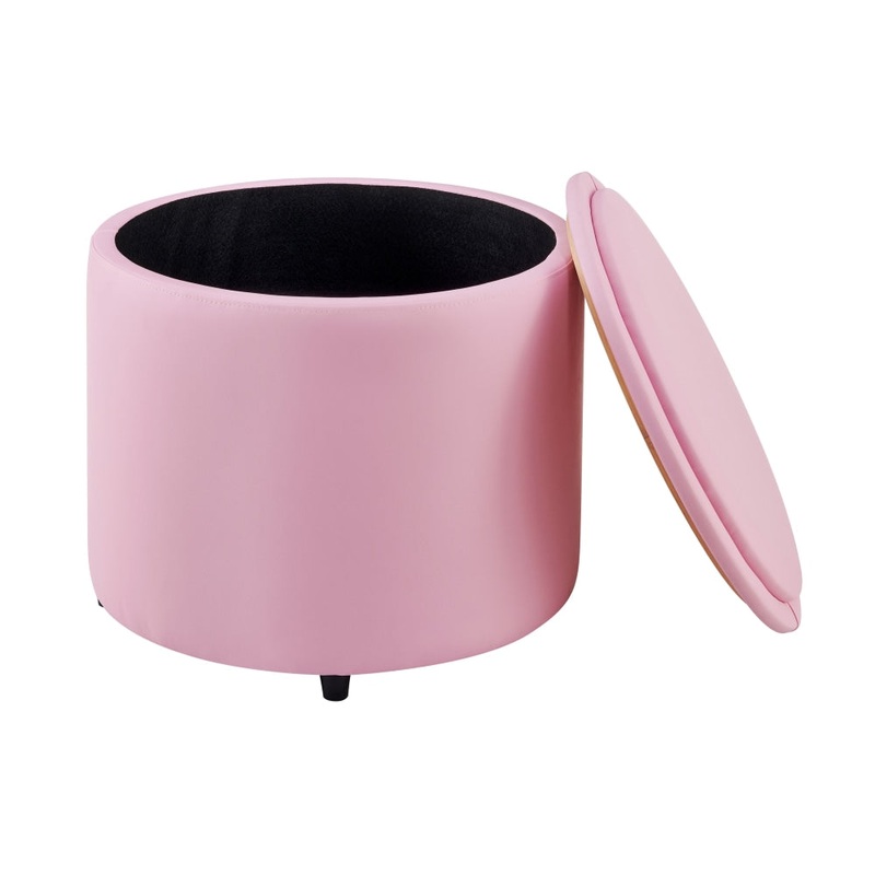 Charlie Kids Furniture Ottoman Storage Toy Box Organisers - Pink