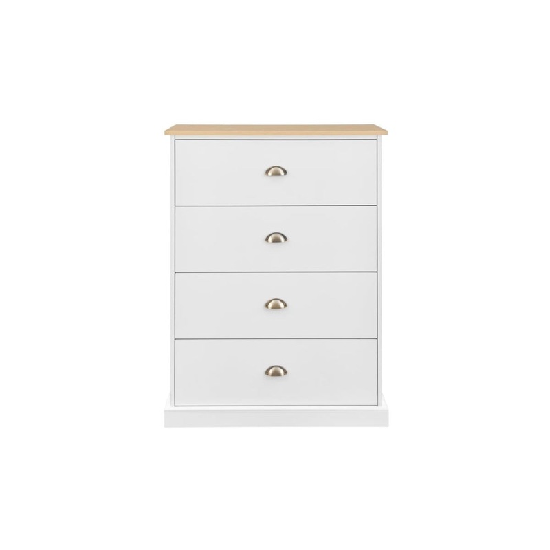 Hampton Elegant Chest of 4-Drawers Tallboy Storage Cabinet - White/Natural
