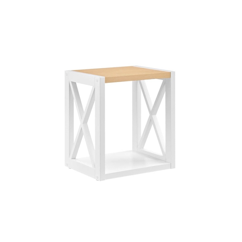 Hampton End Lamp Side Table - White/Natural