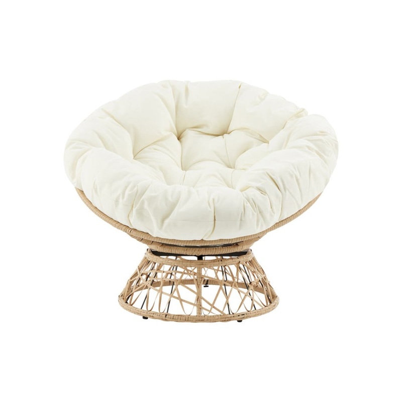Papasan Swivel Wicker Outdoor Relaxing Lounge Accent Patio Chair - Beige