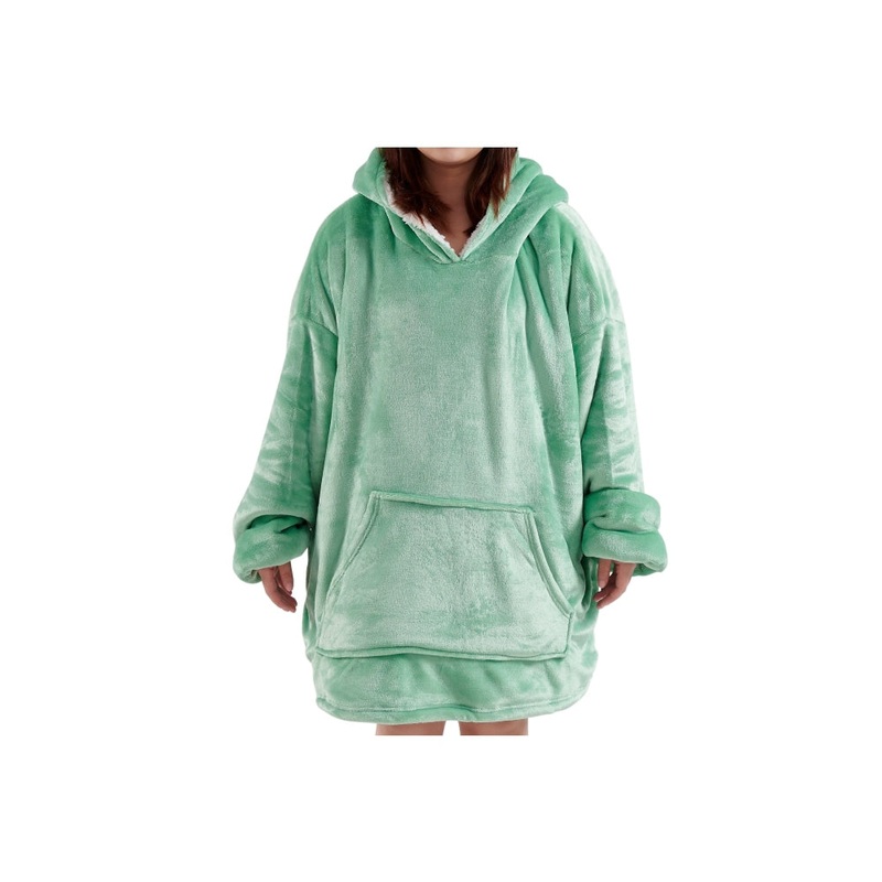 Reversible Hoodie Blanket - Jade/White