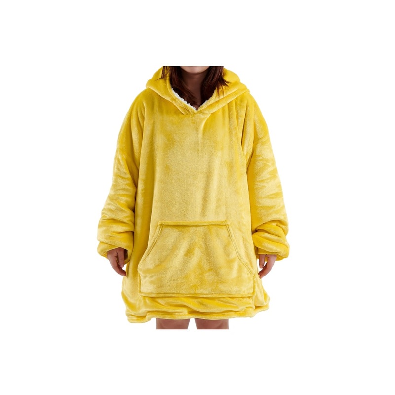 Reversible Hoodie Blanket - Yellow/White