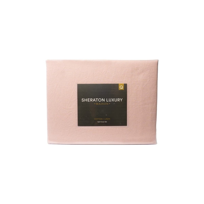 Sheraton Luxury Maison Linen Cotton Quilt Cover Set - King, Dusty Pink