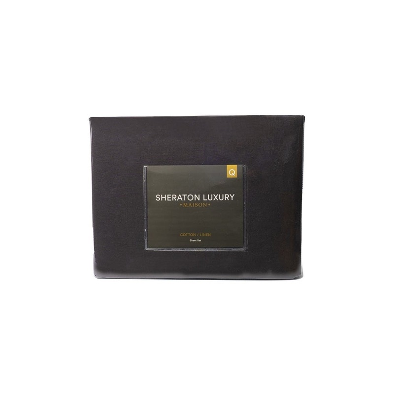 Sheraton Luxury Maison Linen Cotton Sheet Set - King, Charcoal