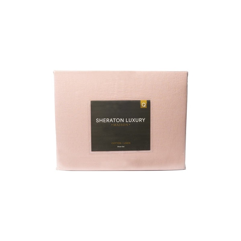 Sheraton Luxury Maison Linen Cotton Sheet Set - King, Dusty Pink