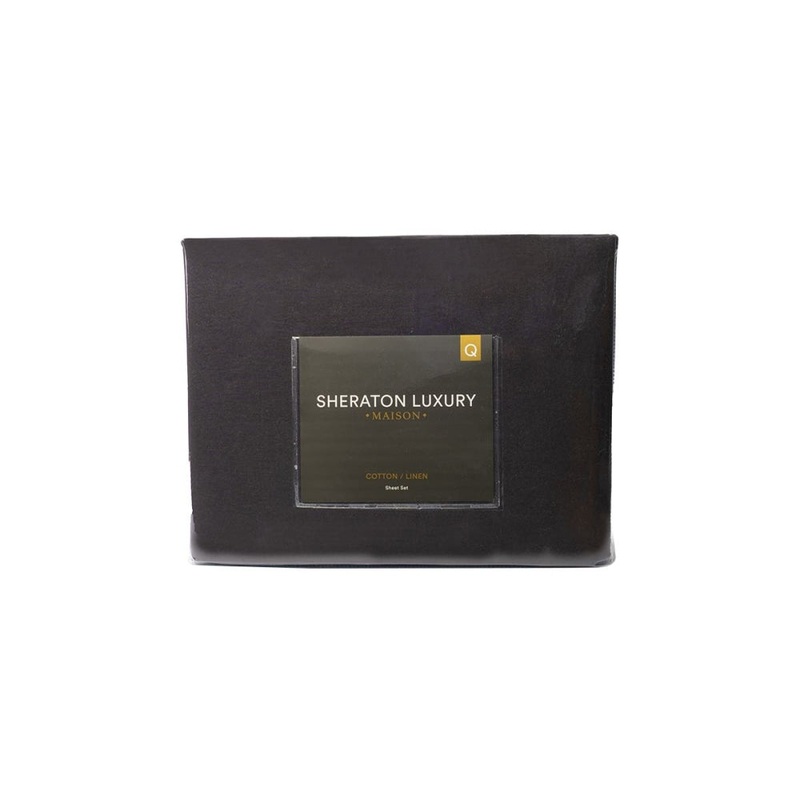 Sheraton Luxury Maison Linen Cotton Sheet Set - Queen, Charcoal