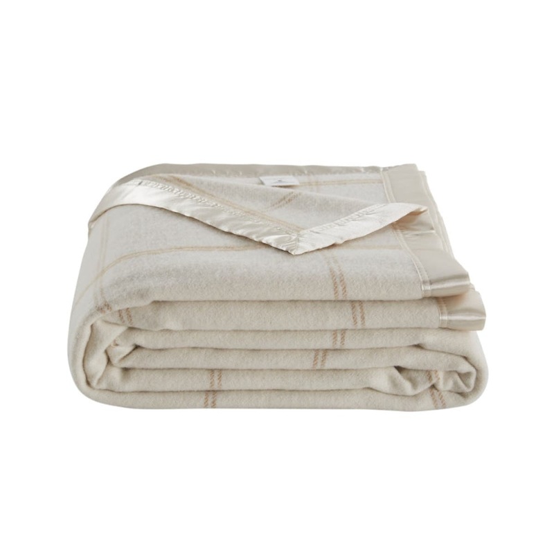 Trafalgar Merino Wool Blend Blanket - Cream, Single/Double