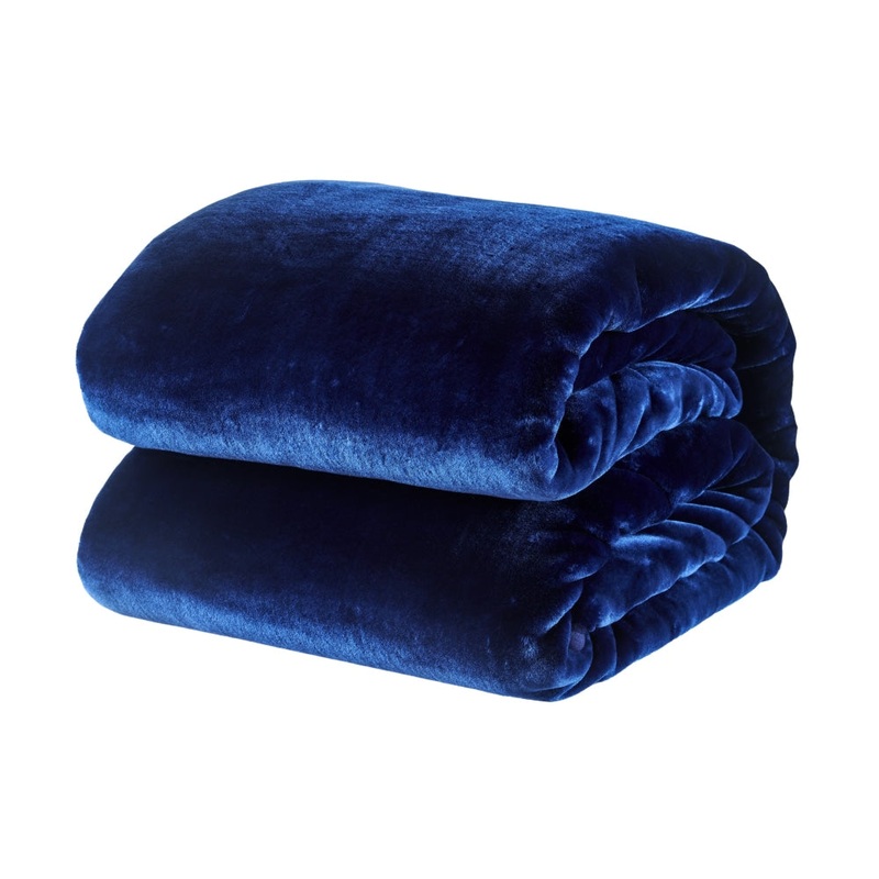 Trafalgar Plush Mink Blanket - Navy, Single/Double
