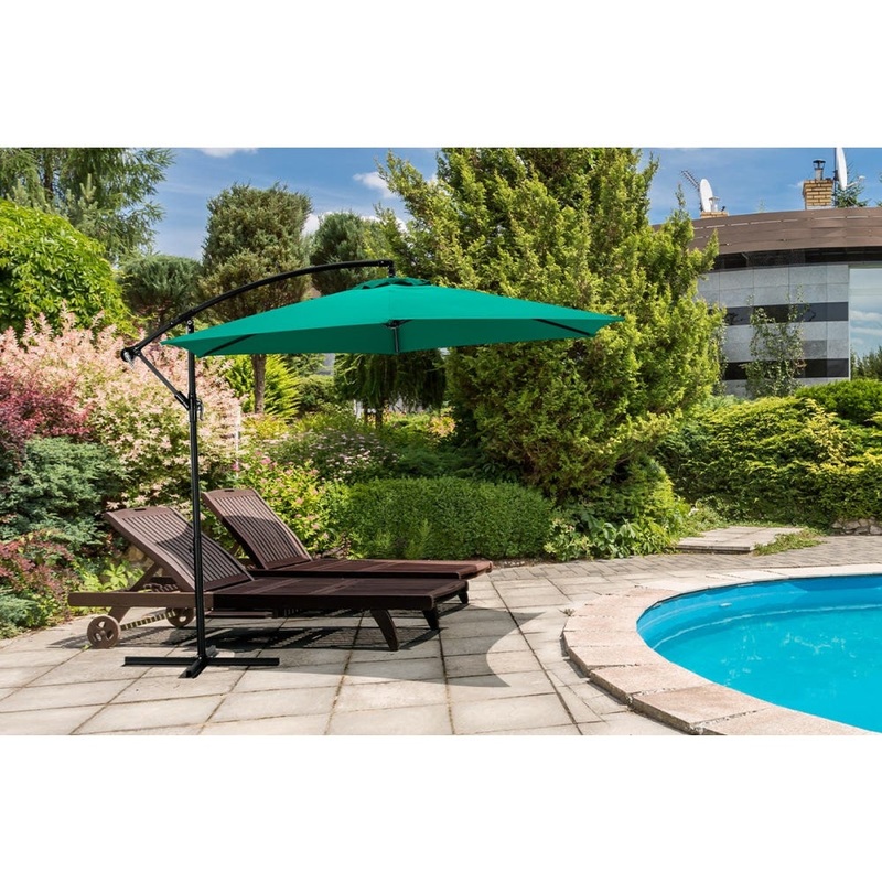 3 Metre Cantilever Outdoor Umbrella with Bonus Protective Cover - Green