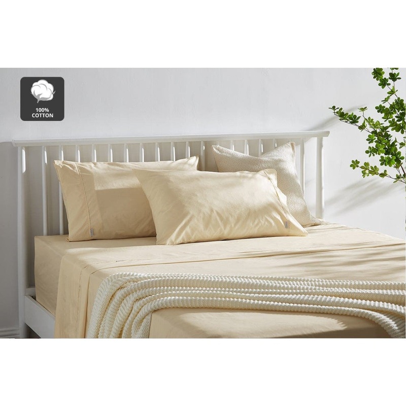300TC Classic Percale Sheet Set - Sand, Single