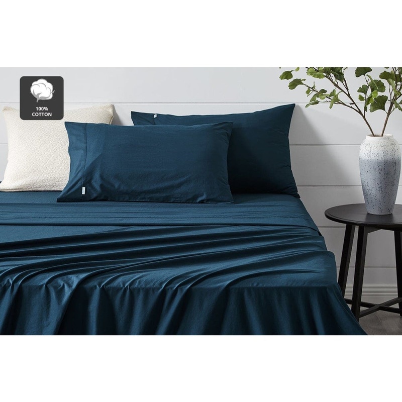 Aesop Stone Wash 100% Cotton Sheet Set - Sky, King