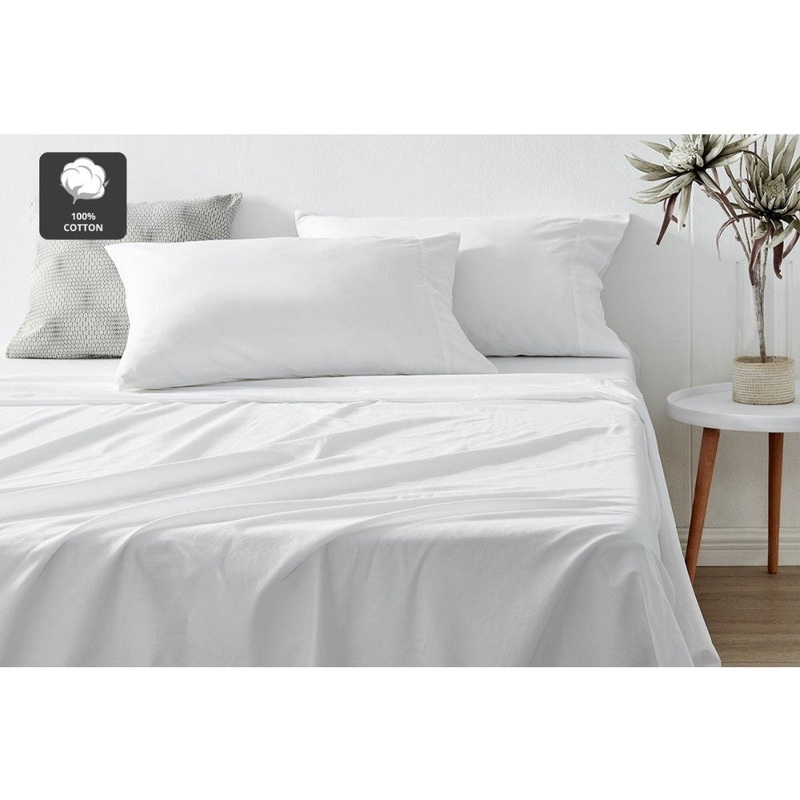 Aesop Stone Wash 100% Cotton Sheet Set - White, Queen
