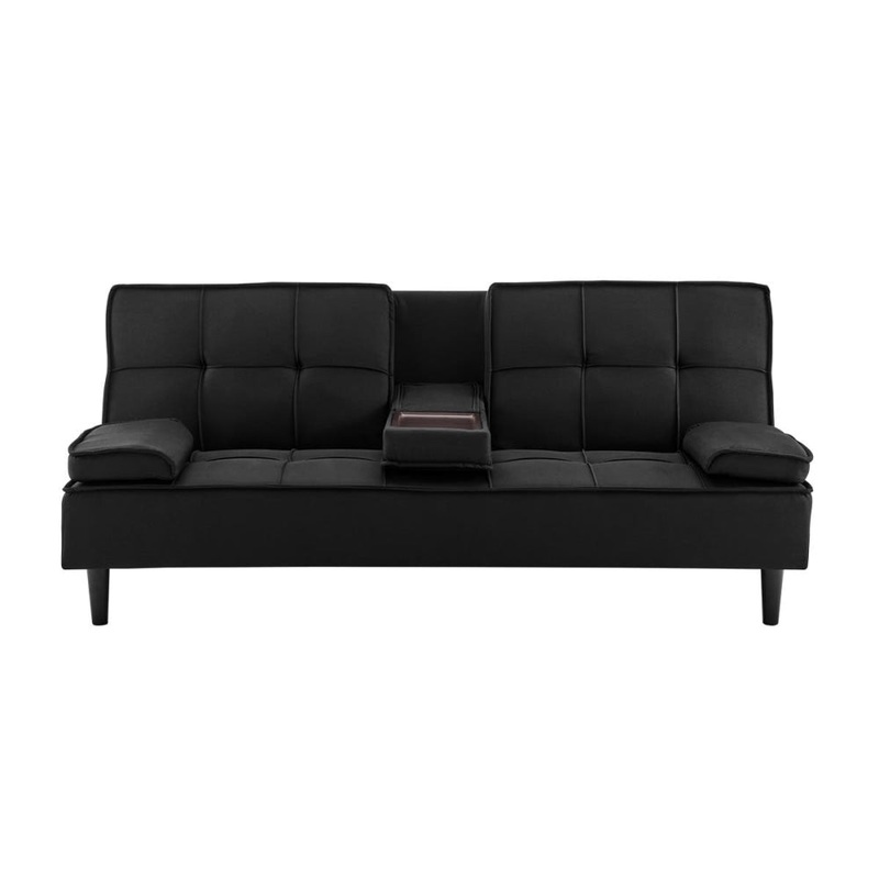 Apline 3-Seater Modern Facbric Sofa Bed - Black