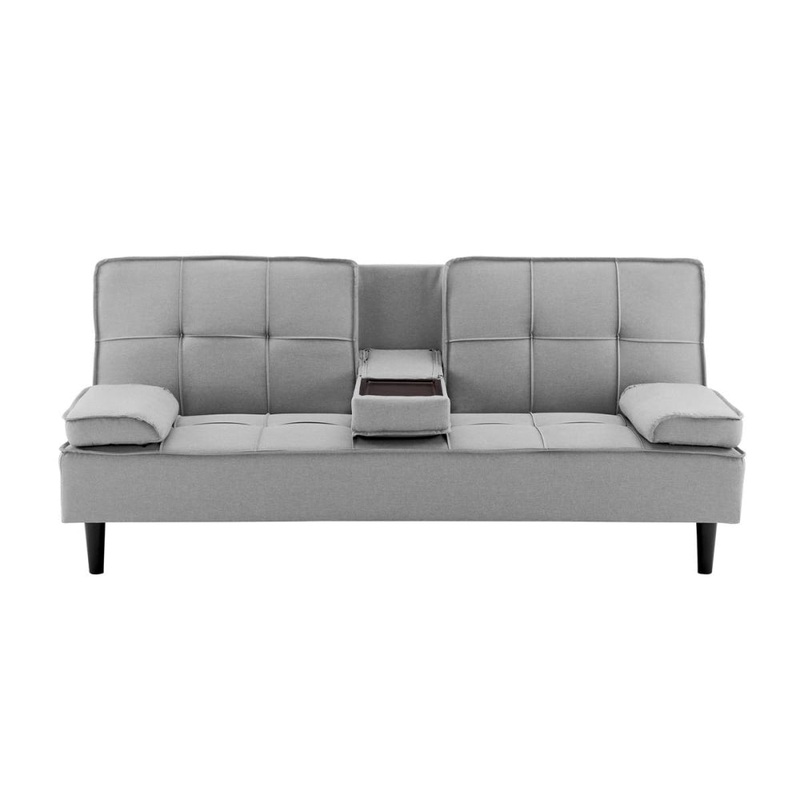 Apline 3-Seater Modern Facbric Sofa Bed - Light Grey