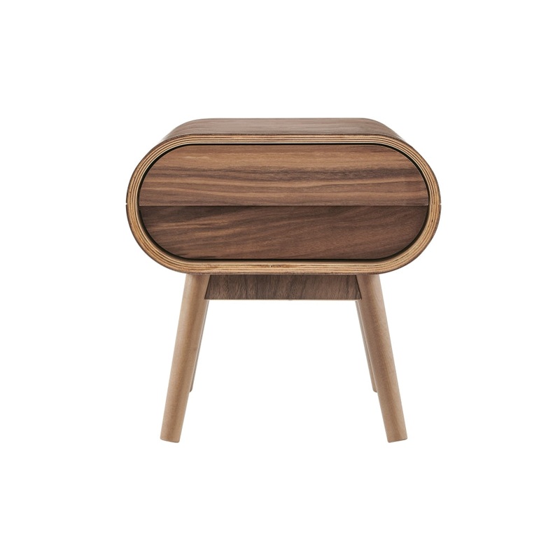 Casablanca Bedside Nightstand Side Table - Walnut