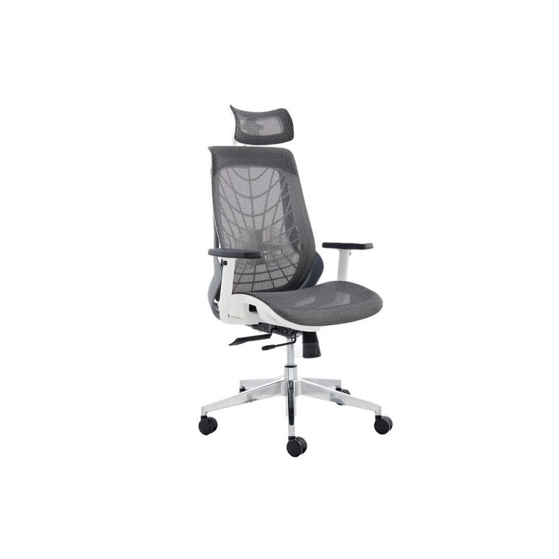 Elliot Office Computer Work Task Chair - White Frame/ Grey
