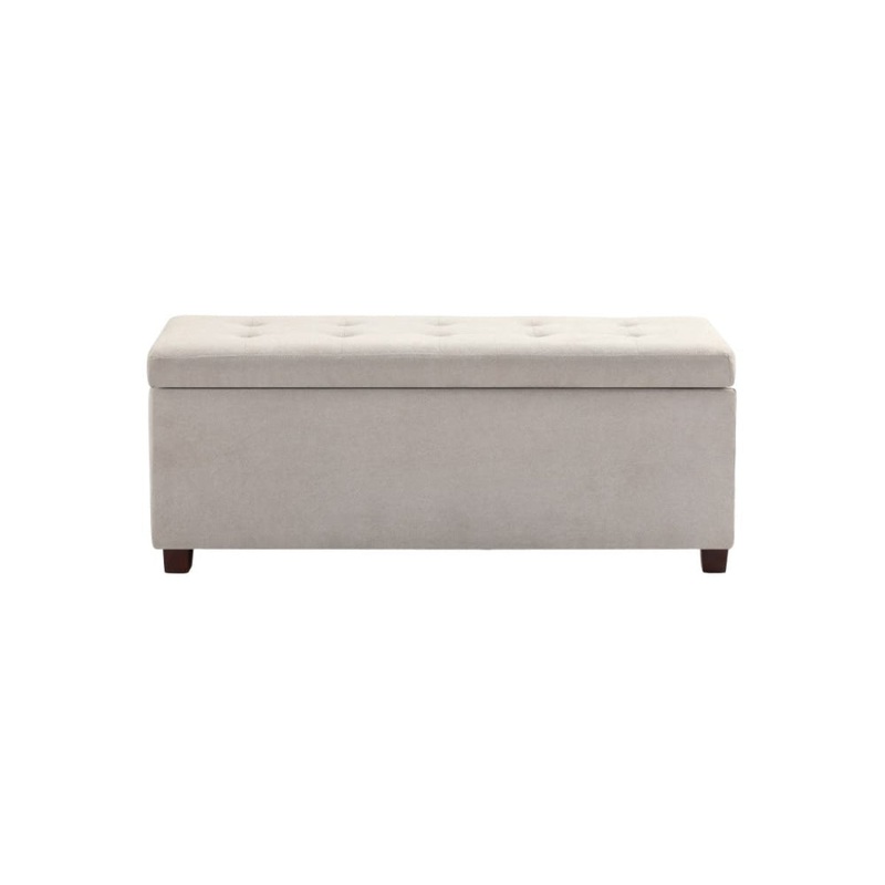 Fabric Storage Box Ottoman Foot Stool Bench - Beige