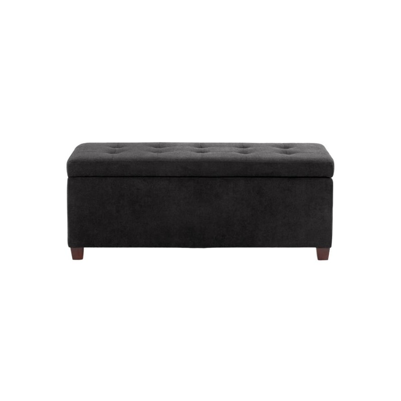 Fabric Storage Box Ottoman Foot Stool Bench - Black