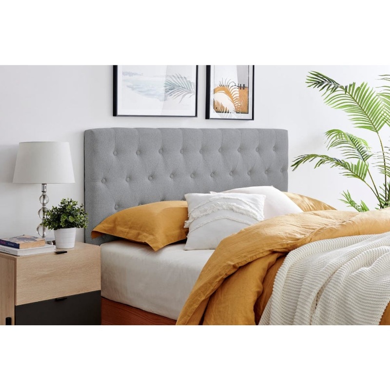 Lilly Fabric Elegant Button Bed Head Head Board Double Size - Charcoal