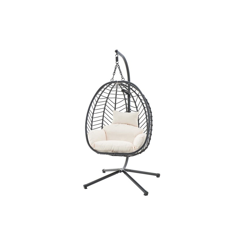 Mackenzie Outdoor Furniture Relaxing Lounge Patio Egg Chair - Black/ Beige