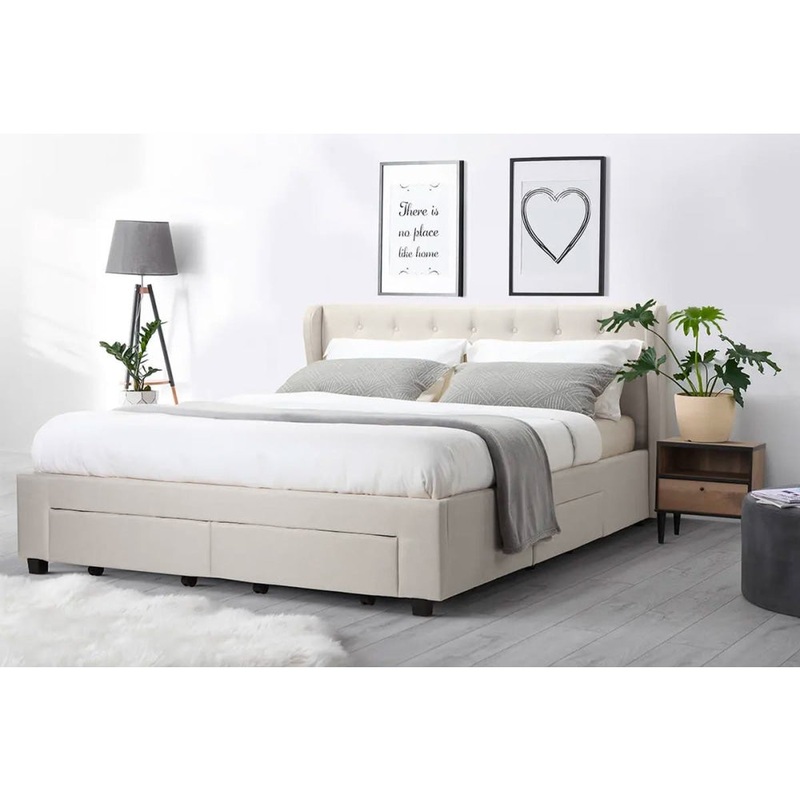 Marseille Storage Bed Frame - Queen Beige