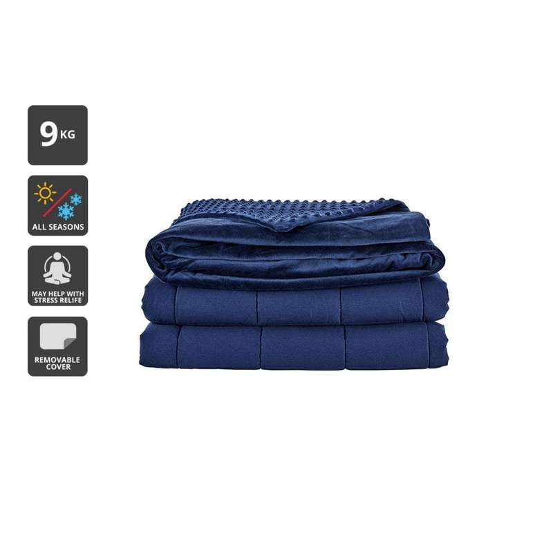 Mink Dot Weighted Cotton Blanket - Navy, 9KG