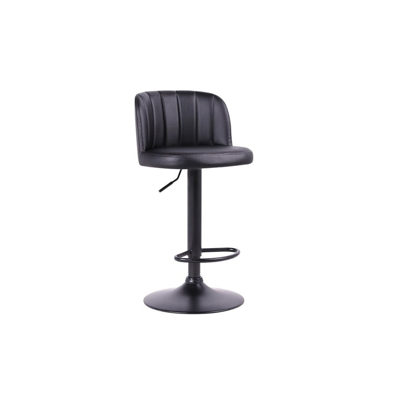 Set of 2 Everton Curved Kitchen Counter Bar Stools - Black PU