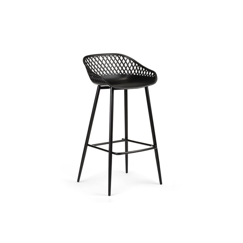 Set of 2 Leerdam Kitchen Counter Bar Stools - Black