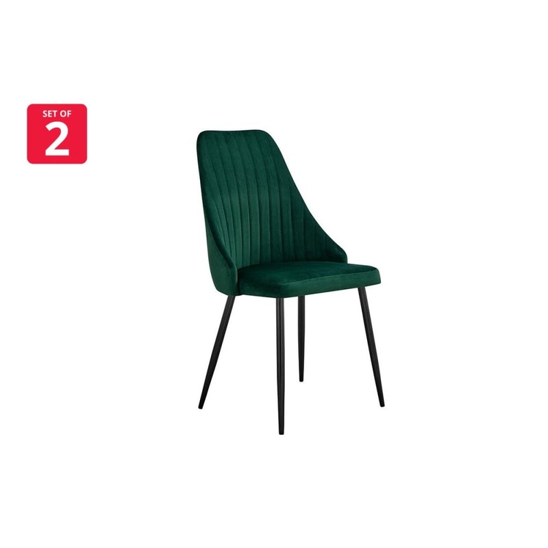Set of 2 Lucca Kitchen Dining Chairs - Forest Green