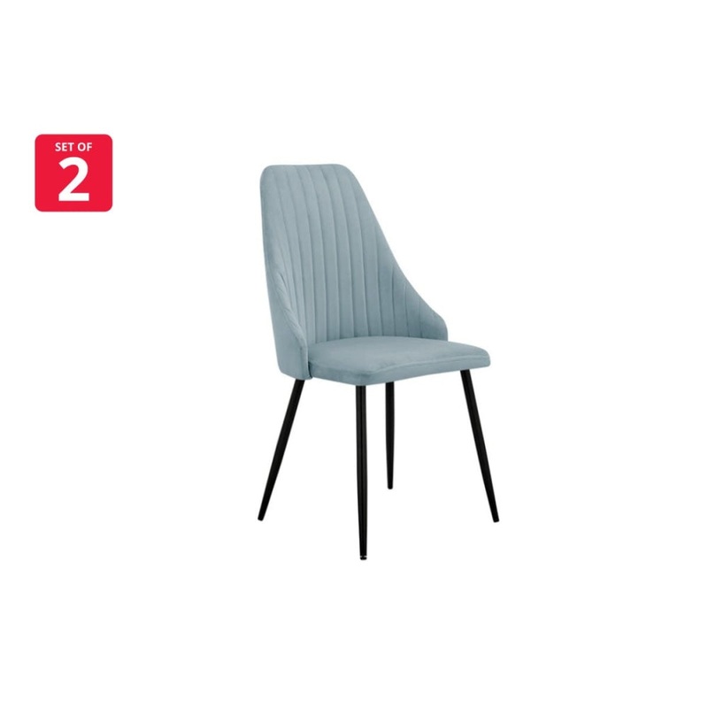 Set of 2 Lucca Kitchen Dining Chairs - Light Grey