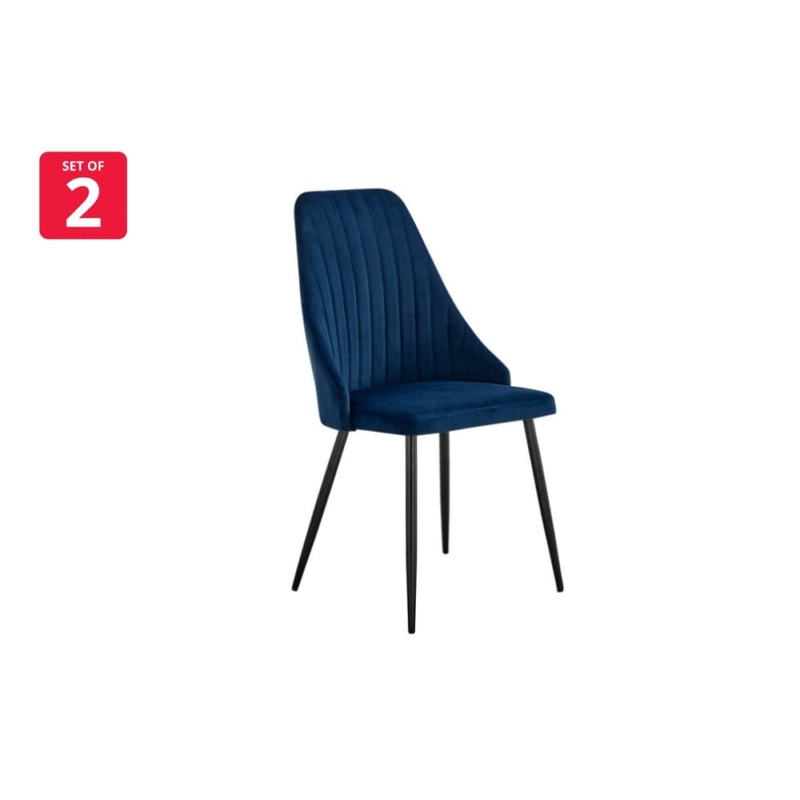 Set of 2 Lucca Kitchen Dining Chairs - Navy