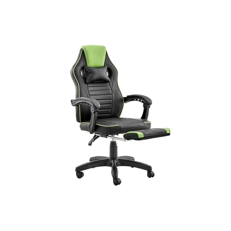 Tempest PU Leather Office Computer Work Task Gaming Chair - Black/Green