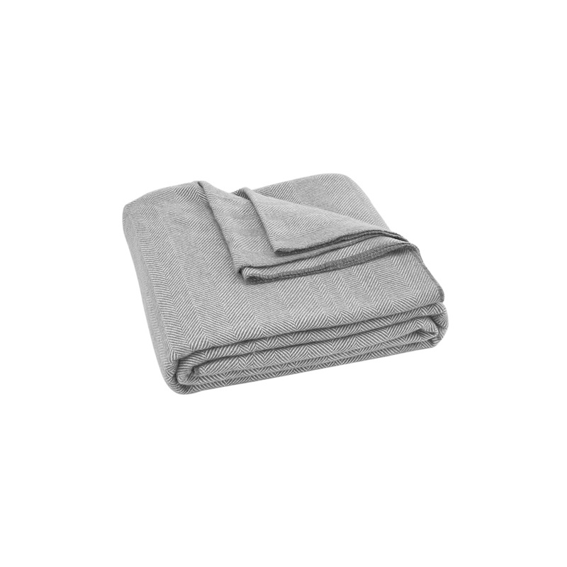 Trafalgar Herringbone Wool Blanket - Grey, Queen/King
