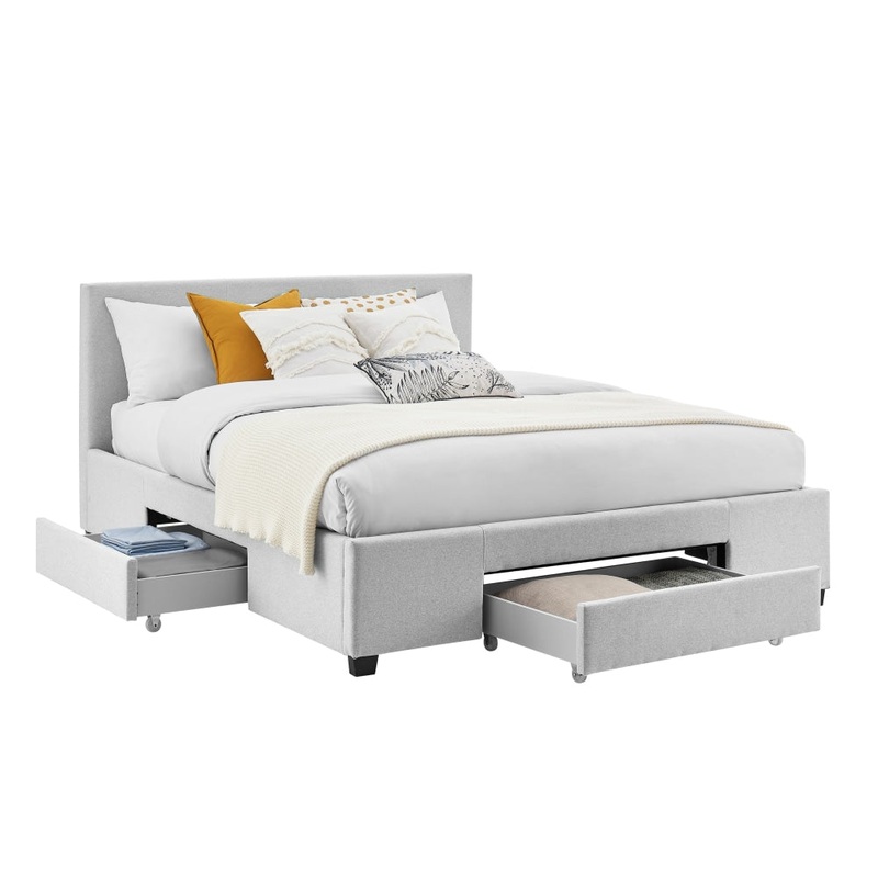 Venice Collection 3 Drawer Bed Frame - Pewter Grey, Queen