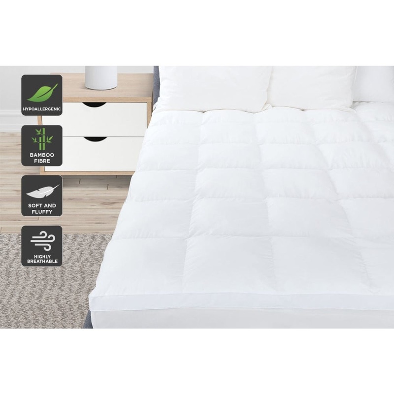 1000GSM Bamboo Fibre Pillowtop Mattress Topper - Double