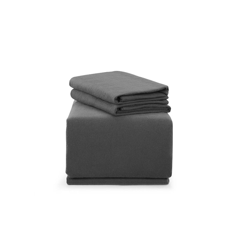 Cotton Flannelette Bed Sheet Set - Dark Grey, King