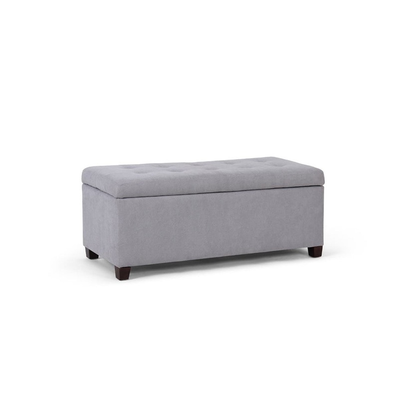 Fabric Storage Box Ottoman Foot Stool Bench - Ash Grey