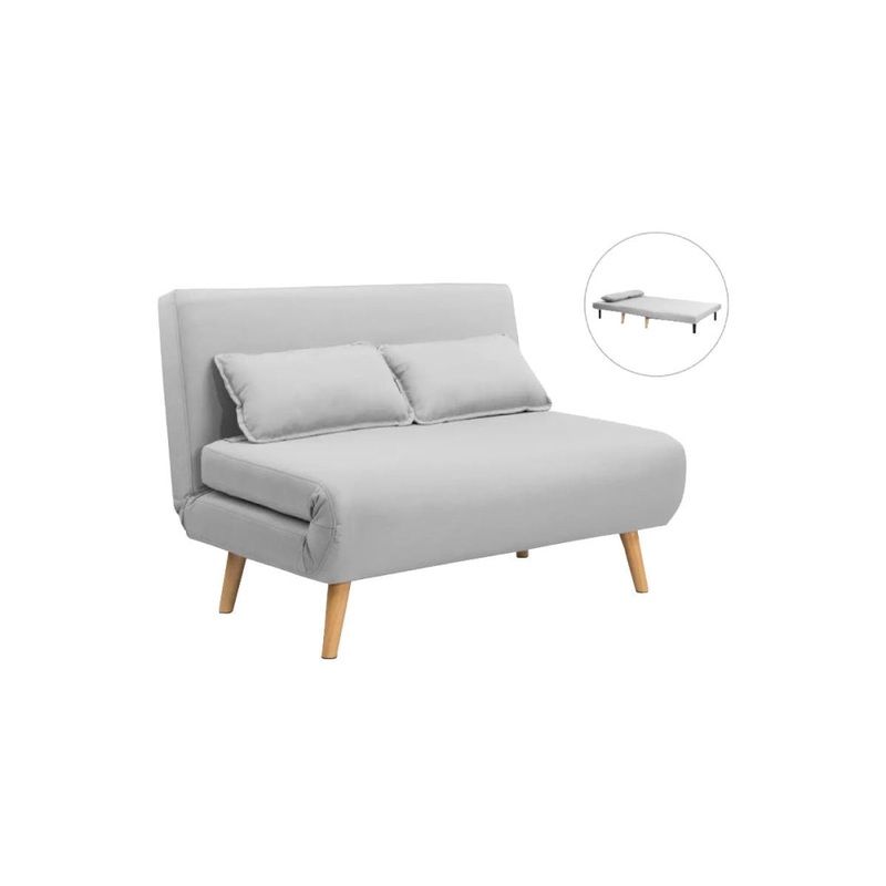 Jepson Modern 2-Seater Polyester Fabric Sofa Bed - Light Grey