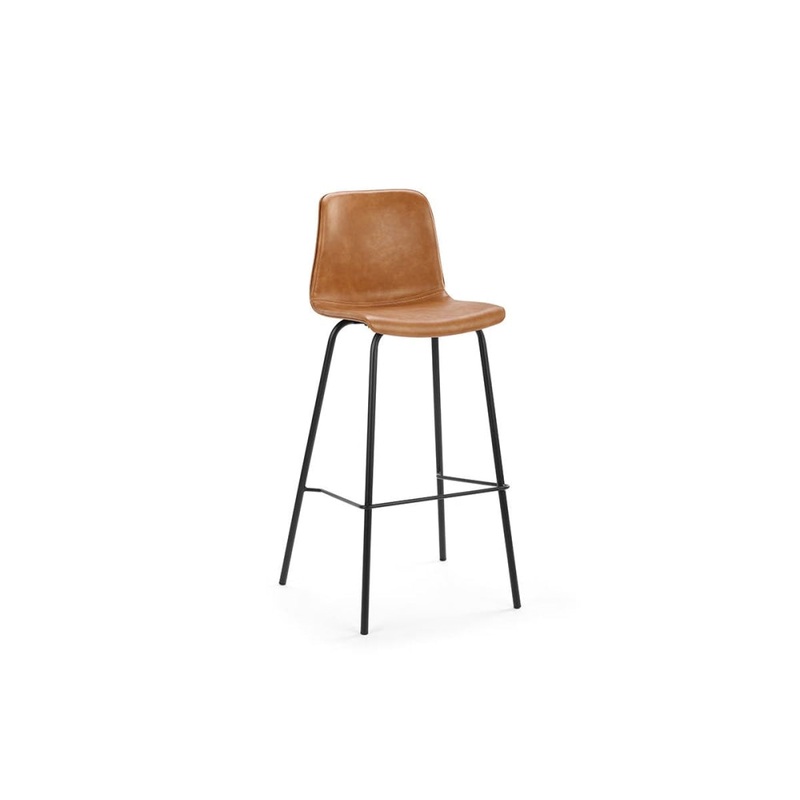 Set of 2 Emerson High Back PU Kitchen Counter Bar Stools - Tan