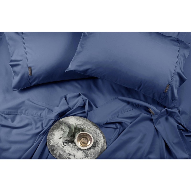 Sheraton Bamboo Luxury Cotton Bed Sheet Set - King Bed, Deep Blue