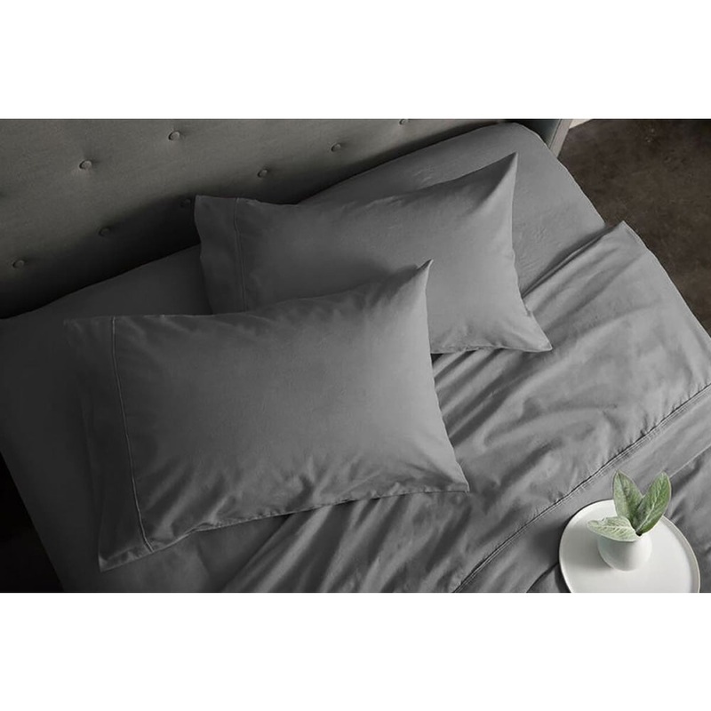 Sheraton Luxury 160gsm Flannelette Bed Sheet Set - Single Bed/Feather Grey
