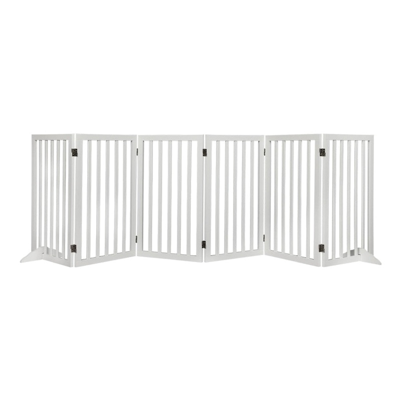 PaWz Wooden Pet Gate Dog Fence Safety Stair Barrier Security Door 6 Panel Large